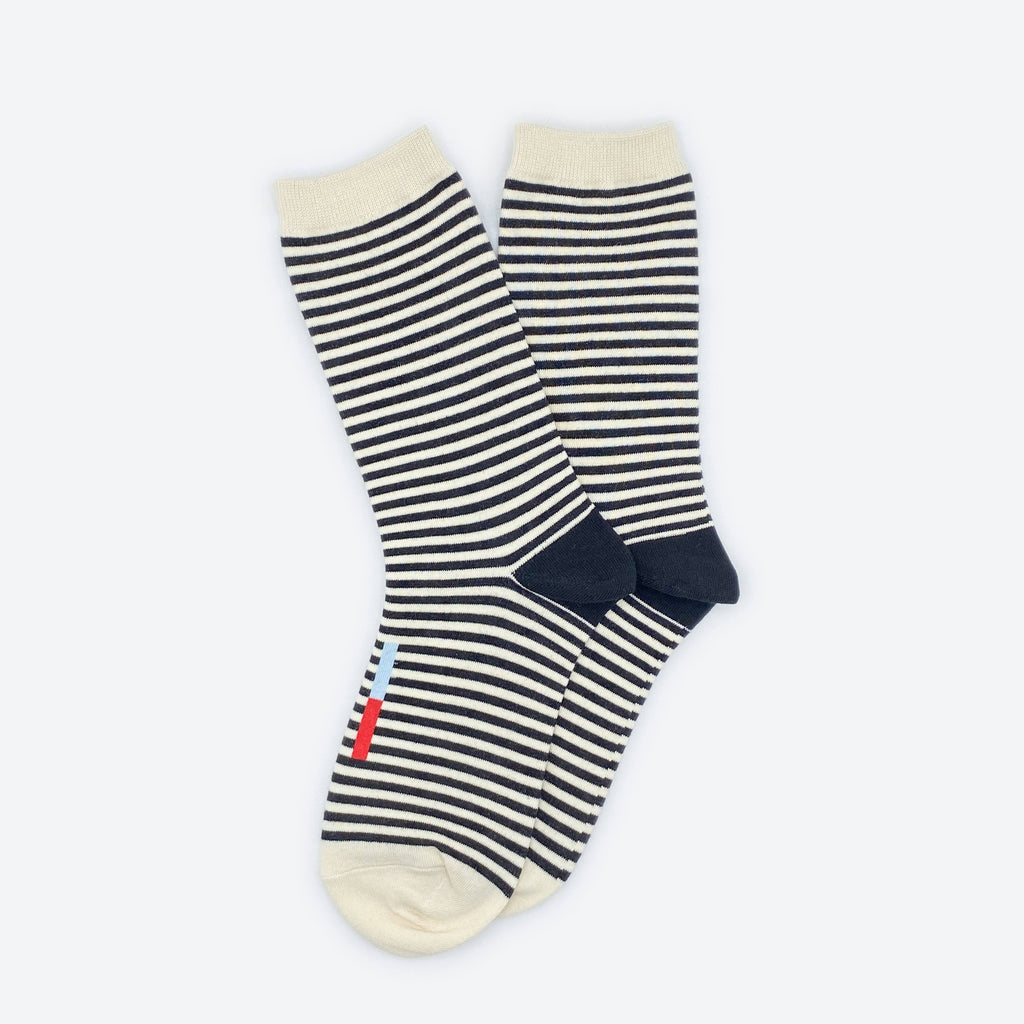 Hooray Sock Co. - Cole Socks - Black/Cream Stripe-Hooray Sock Co.-treehaus