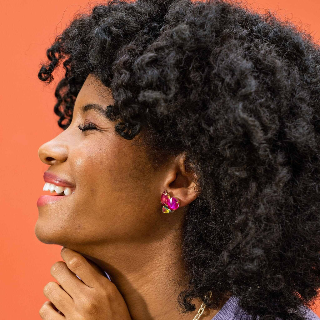 INK + ALLOY - Bailey Mixed Post Earrings - Magenta-INK + ALLOY-treehaus