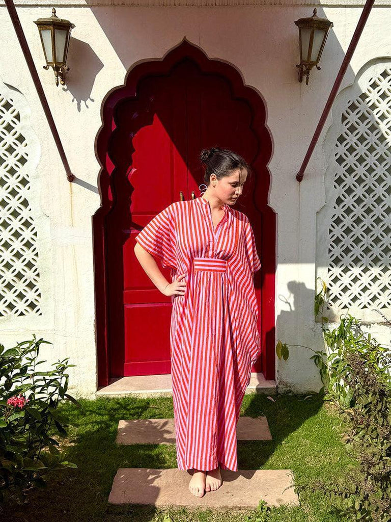 INK + ALLOY - Margot Kaftan Stripe - Lavender/Poppy-INK + ALLOY-treehaus