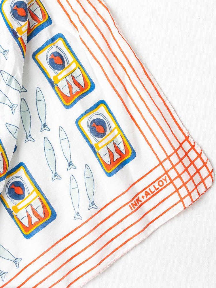 INK + ALLOY - Olivia Square Scarf - Sardine Print-INK + ALLOY-treehaus