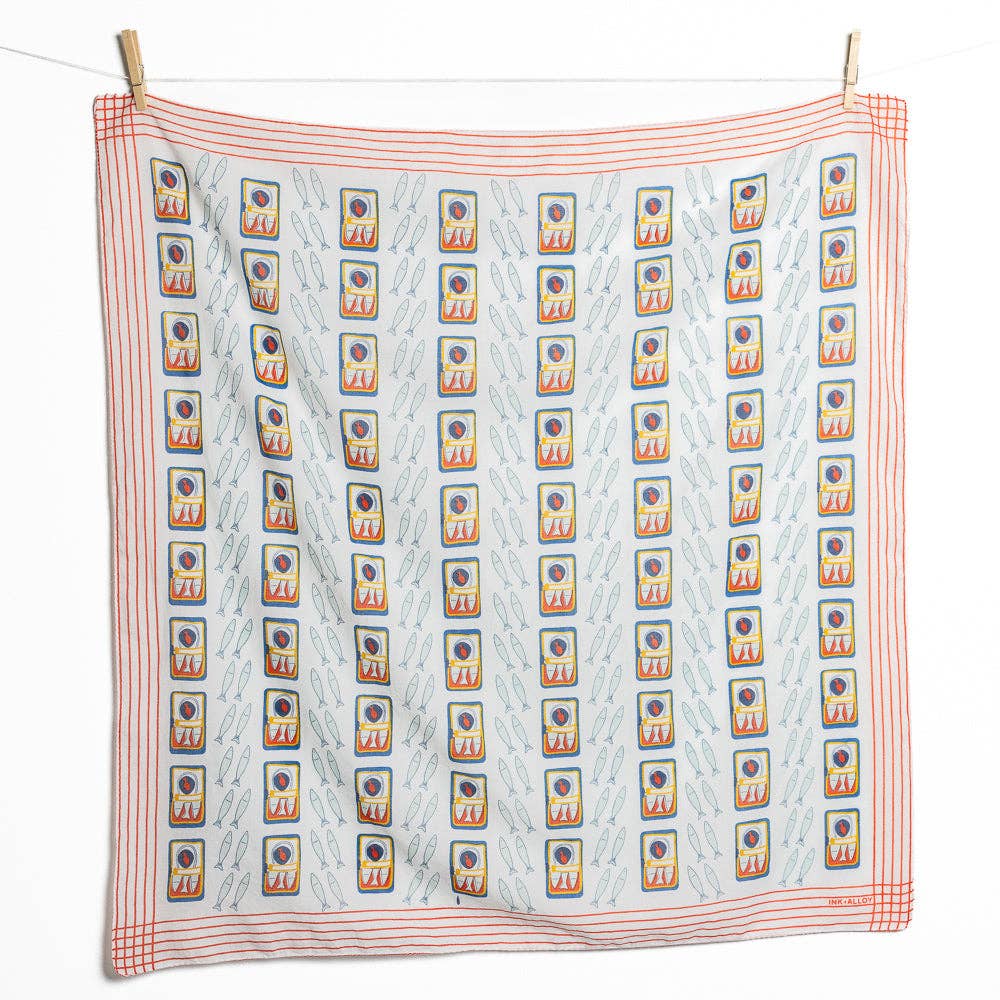 INK + ALLOY - Olivia Square Scarf - Sardine Print-INK + ALLOY-treehaus