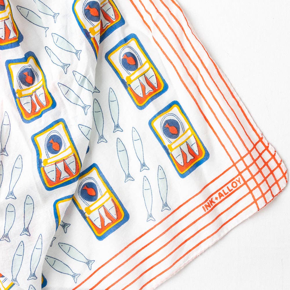 INK + ALLOY - Olivia Square Scarf - Sardine Print-INK + ALLOY-treehaus