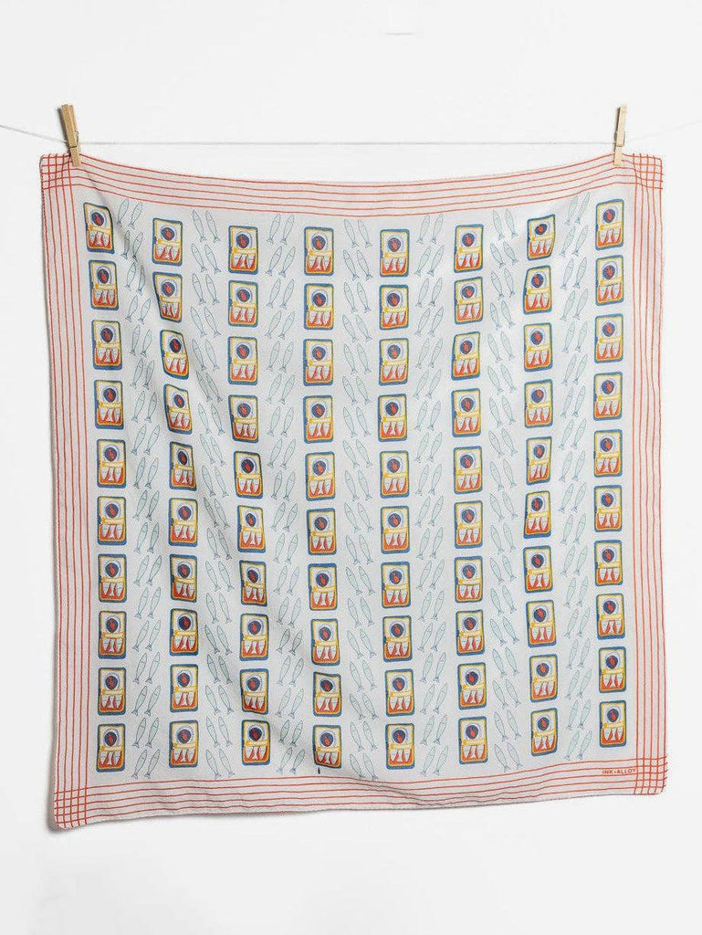 INK + ALLOY - Olivia Square Scarf - Sardine Print-INK + ALLOY-treehaus