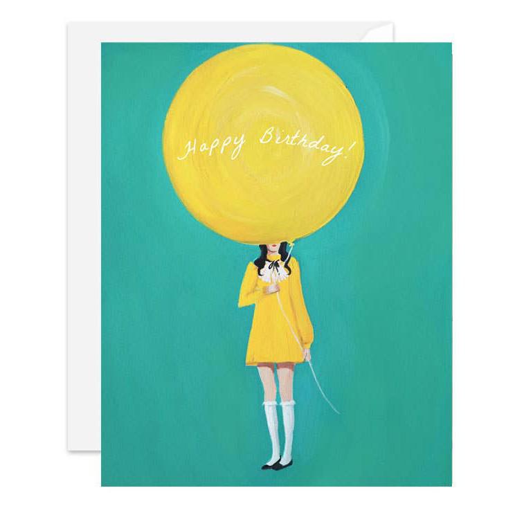 Janet Hill Studio - Nothing Is Happier Than A Yellow Balloon Birthday Card-Janet Hill Studio-treehaus