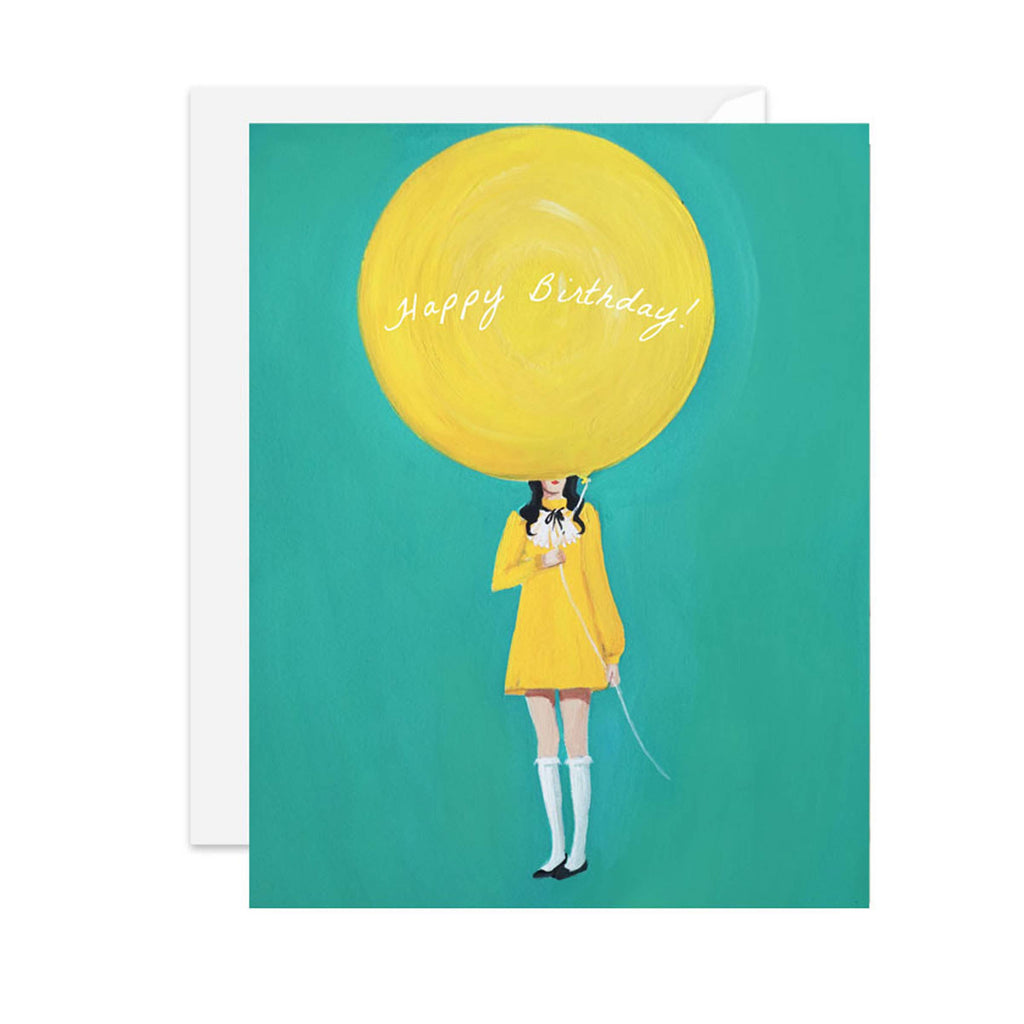 Janet Hill Studio - Nothing Is Happier Yellow Balloon Birthday Card-Janet Hill Studio-treehaus