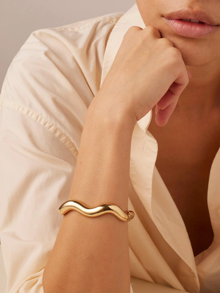 Jenny Bird - Ola Wavy Bangle - Gold-Jenny Bird-treehaus