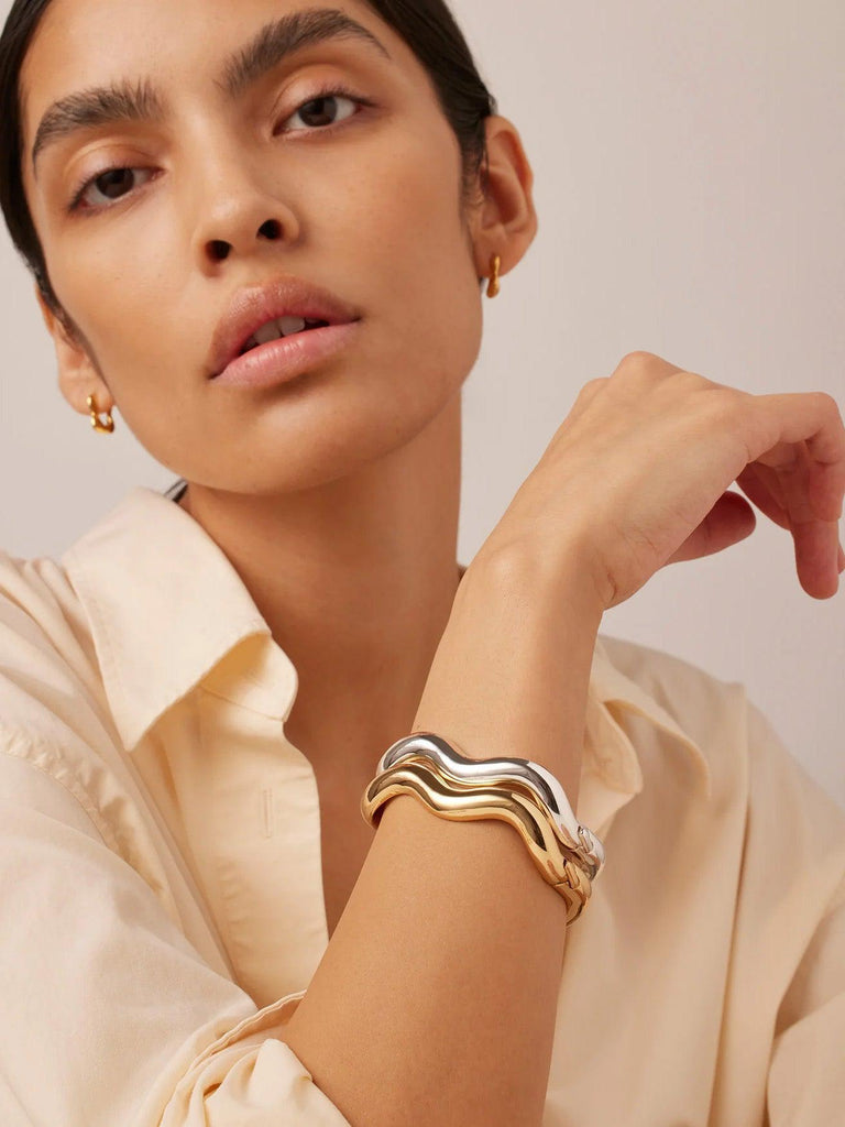 Jenny Bird - Ola Wavy Bangle - Gold-Jenny Bird-treehaus