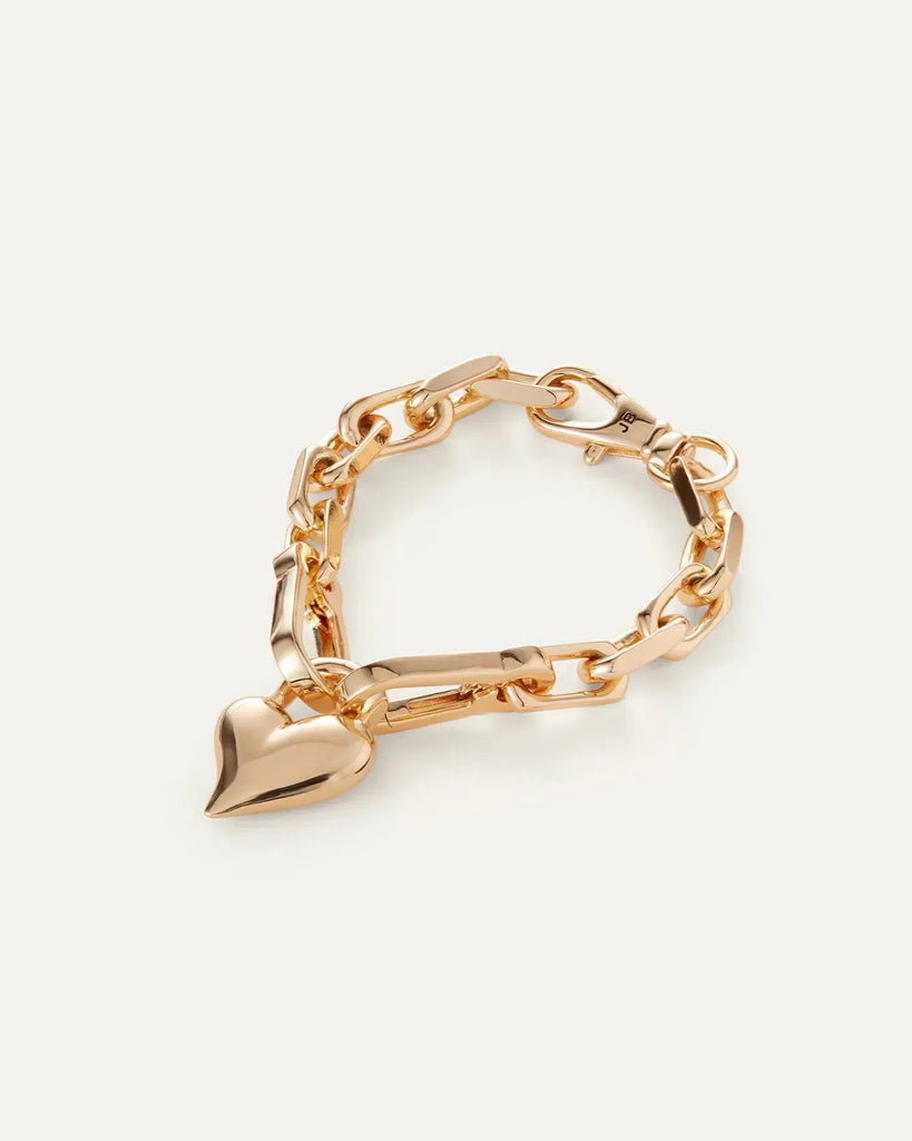 Jenny Bird - Padlock Heart Pendant Bracelet - Gold-Jenny Bird-treehaus