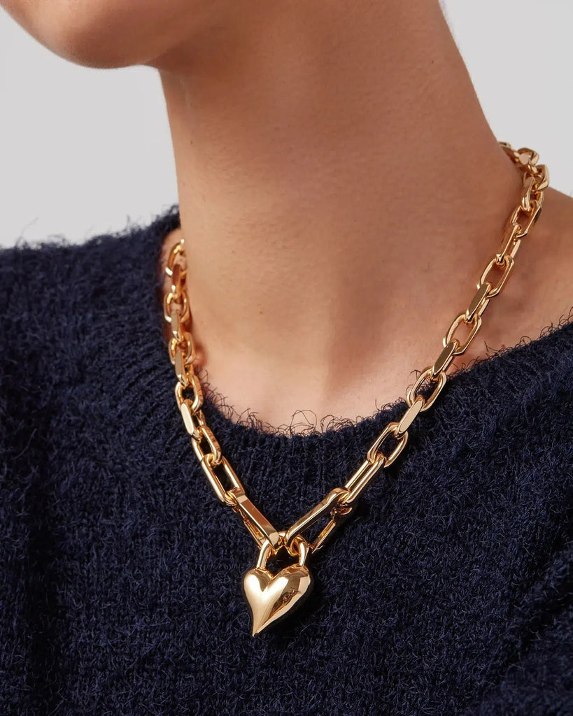 Jenny Bird - Padlock Heart Pendant Necklace - Gold-Jenny Bird-treehaus