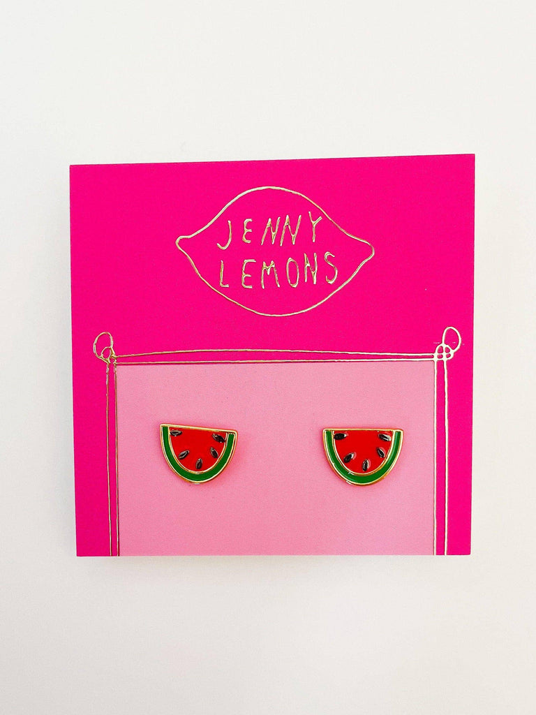 Jenny Lemons - 22k Gold Watermelon Enamel Earrings-Jenny Lemons-treehaus