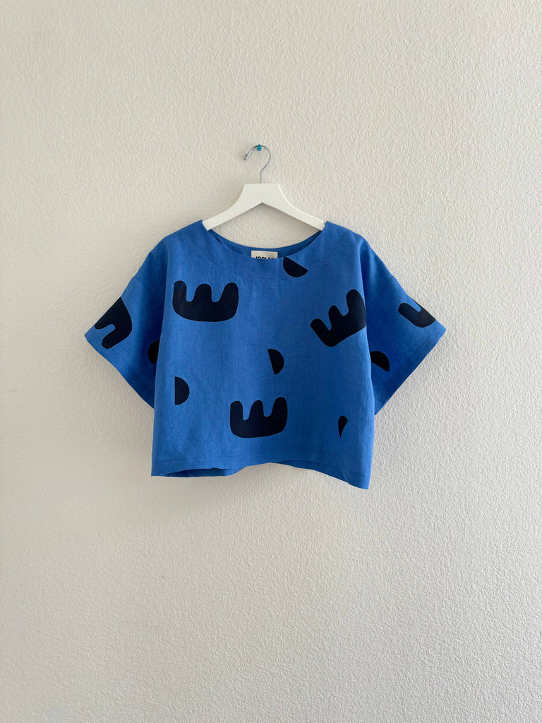 Joolee - Linen Top - Blue with Black Graphic-Joolee-treehaus