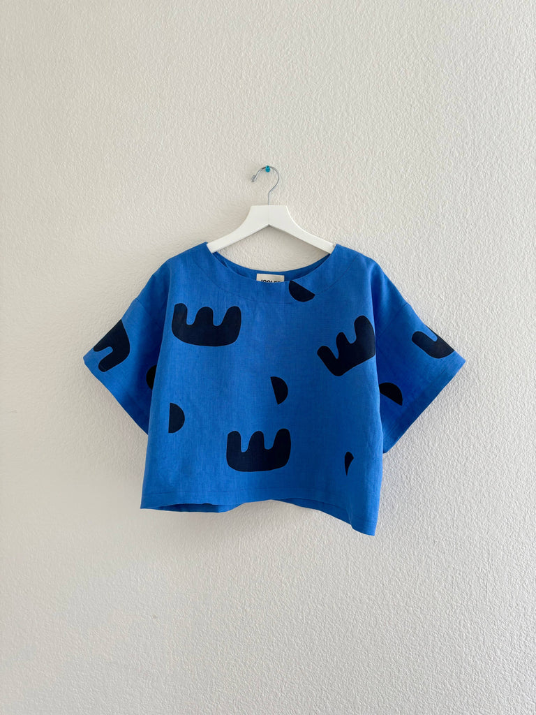 Joolee - Linen Top - Blue with Black Graphic-Joolee-treehaus