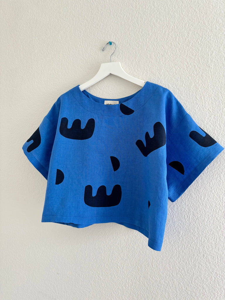 Joolee - Linen Top - Blue with Black Graphic-Joolee-treehaus