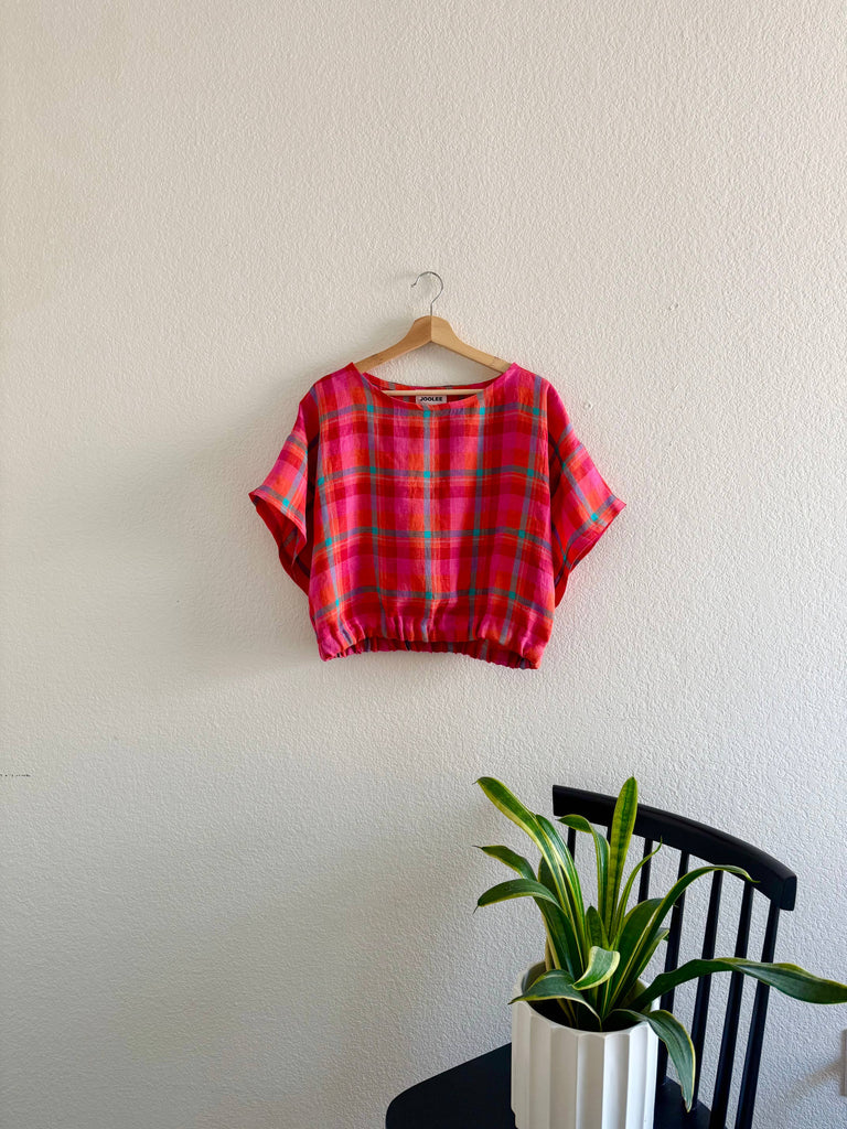 Joolee - Linen Top - Pink Check-Joolee-treehaus