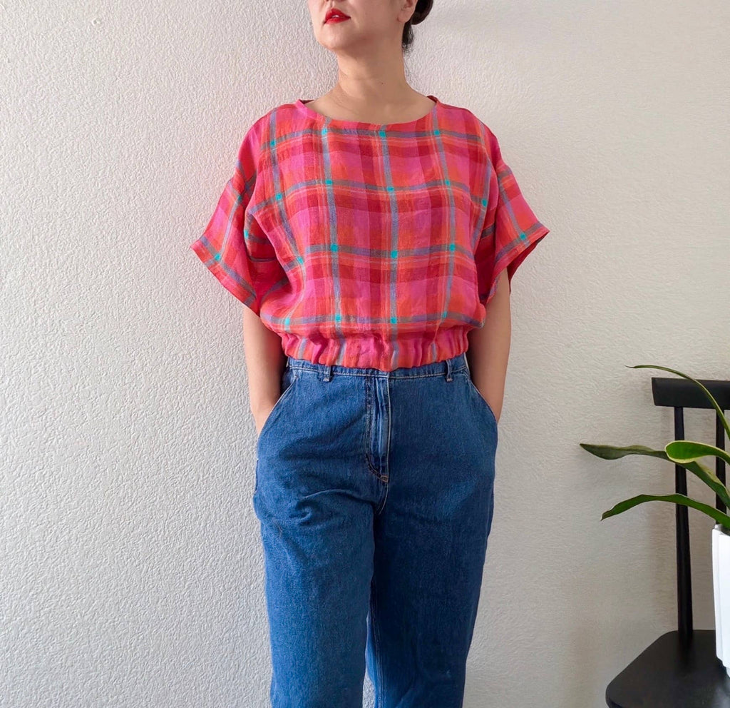 Joolee - Linen Top - Pink Check-Joolee-treehaus