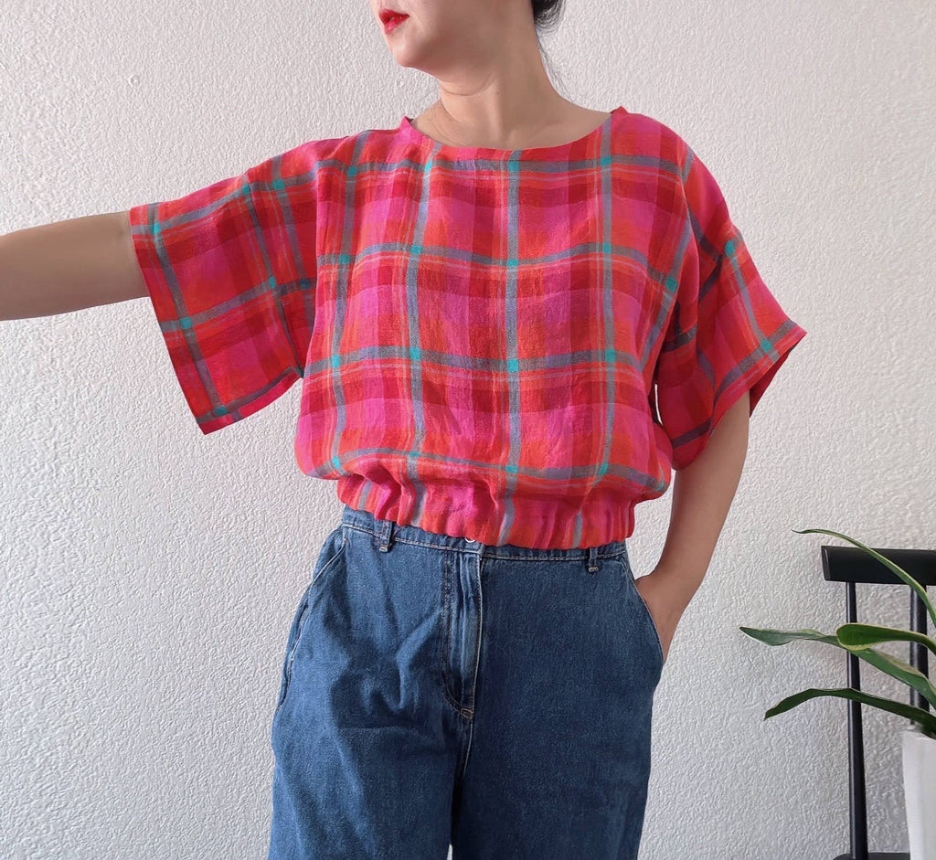Joolee - Linen Top - Pink Check-Joolee-treehaus