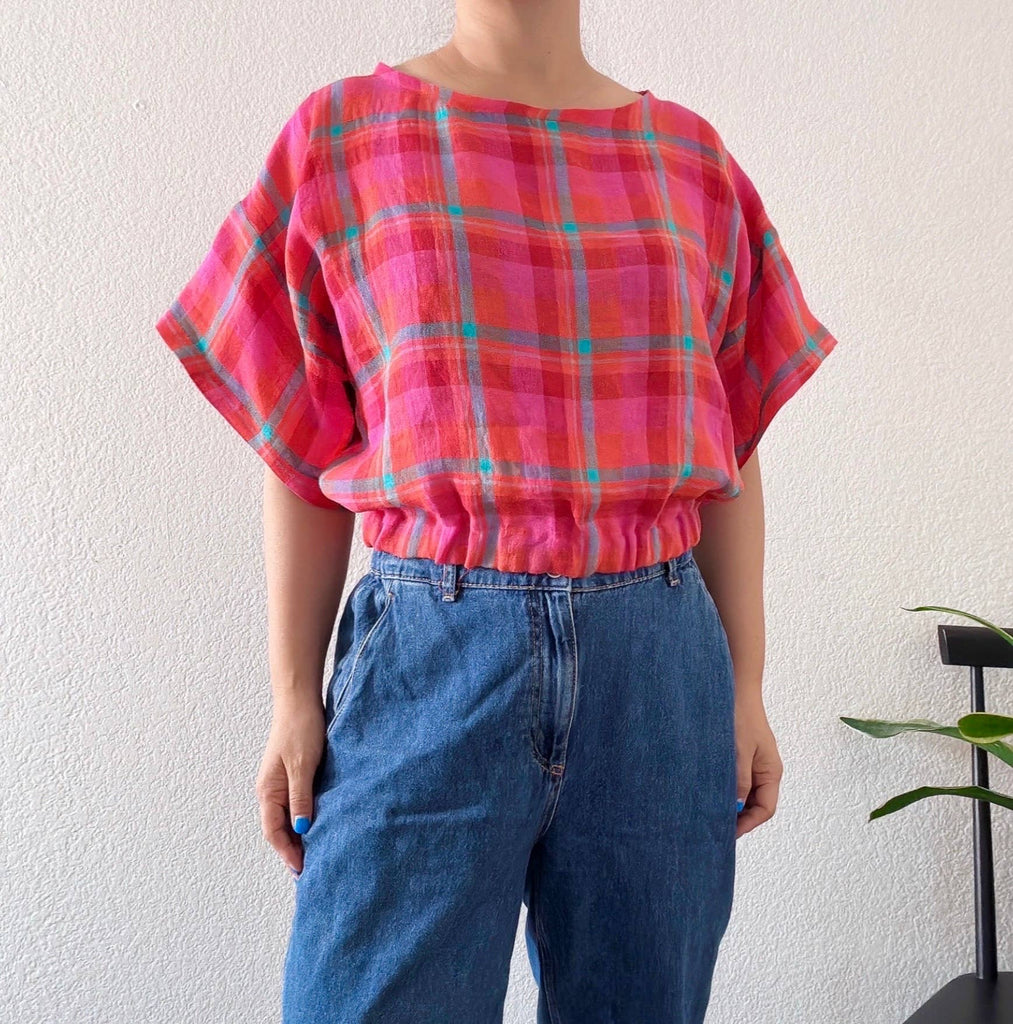 Joolee - Linen Top - Pink Check-Joolee-treehaus