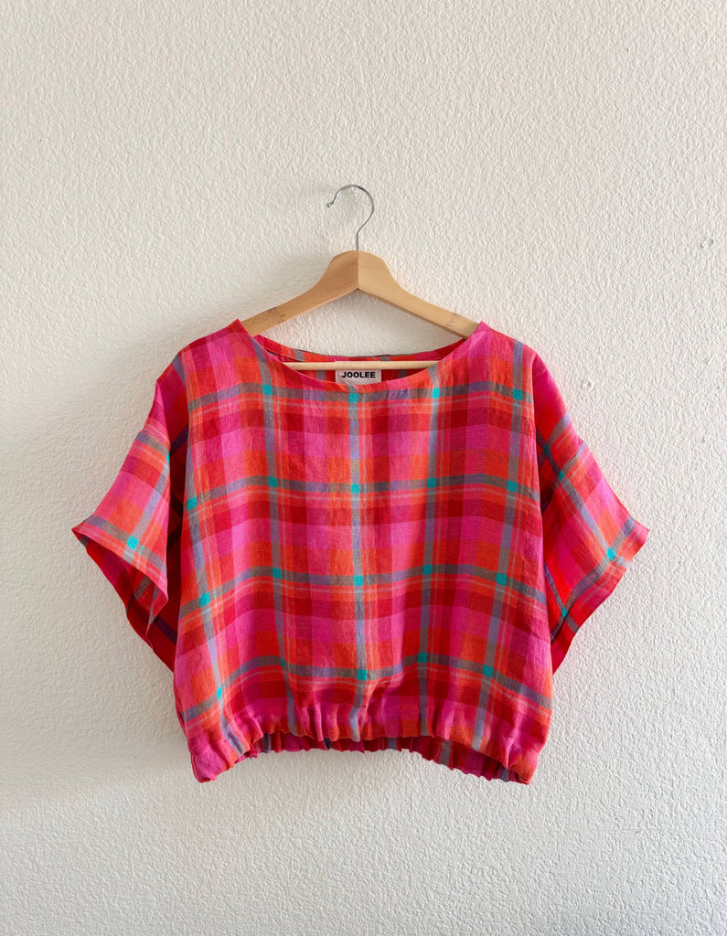 Joolee - Linen Top - Pink Check-Joolee-treehaus