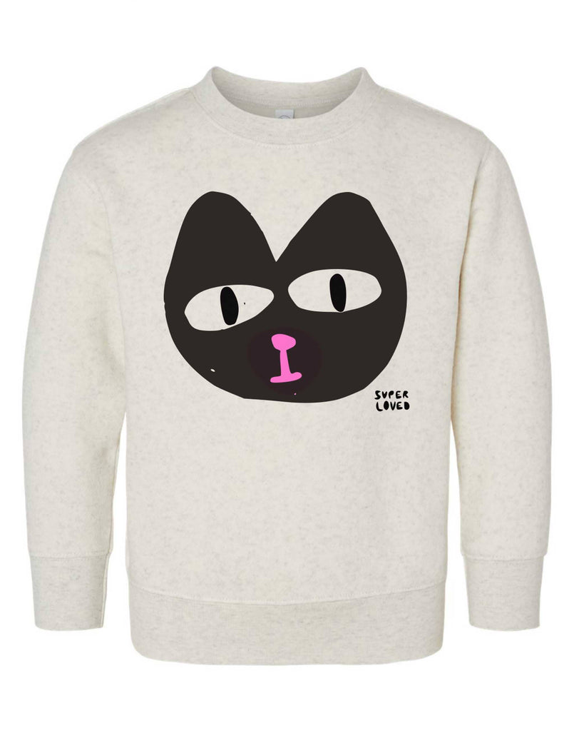 Joseph + Sue - Black Cat Kids Sweatshirt - Heathered Natural-Joseph + Sue-treehaus