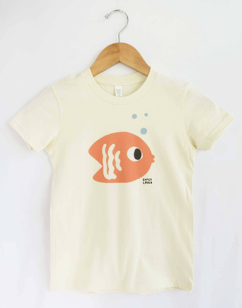 Joseph + Sue - Swimming Fish Kids T-Shirt - White-Joseph + Sue-treehaus