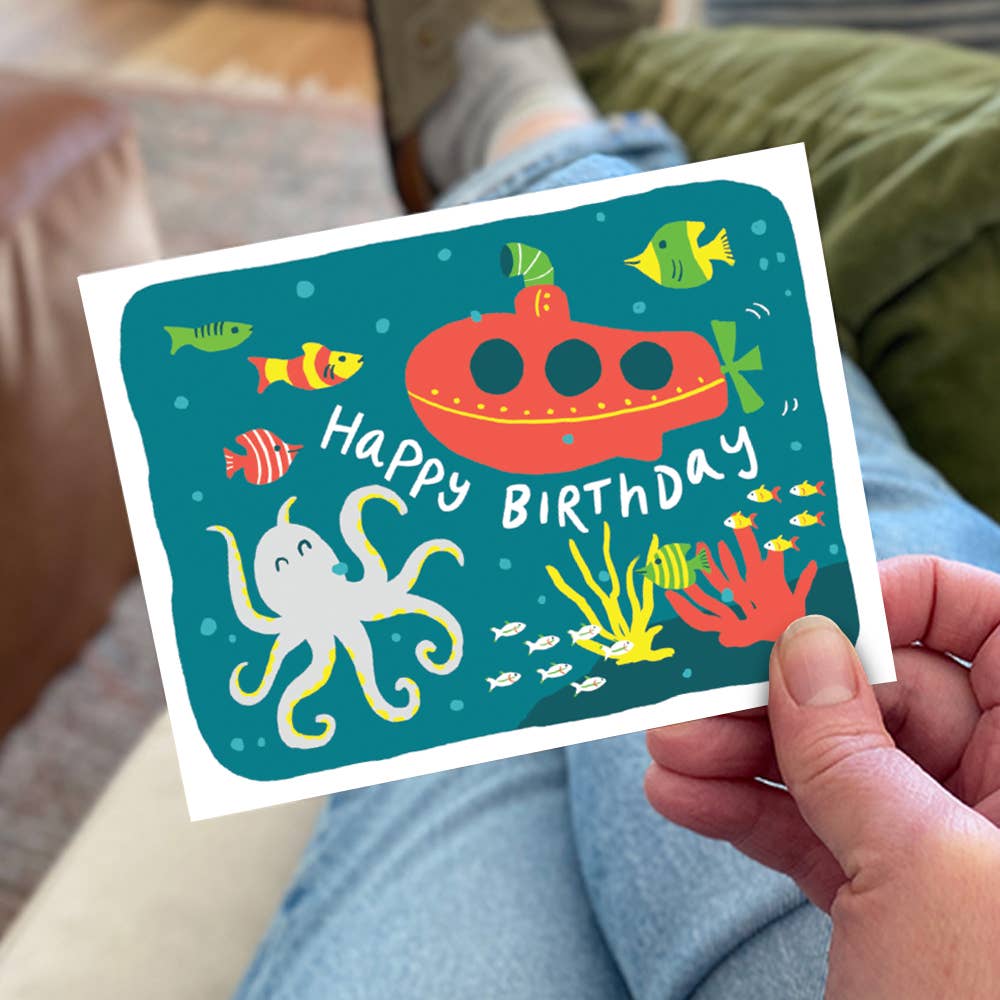 Kat French Design - Submarine & Sea Birthday Card-Kat French Design-treehaus