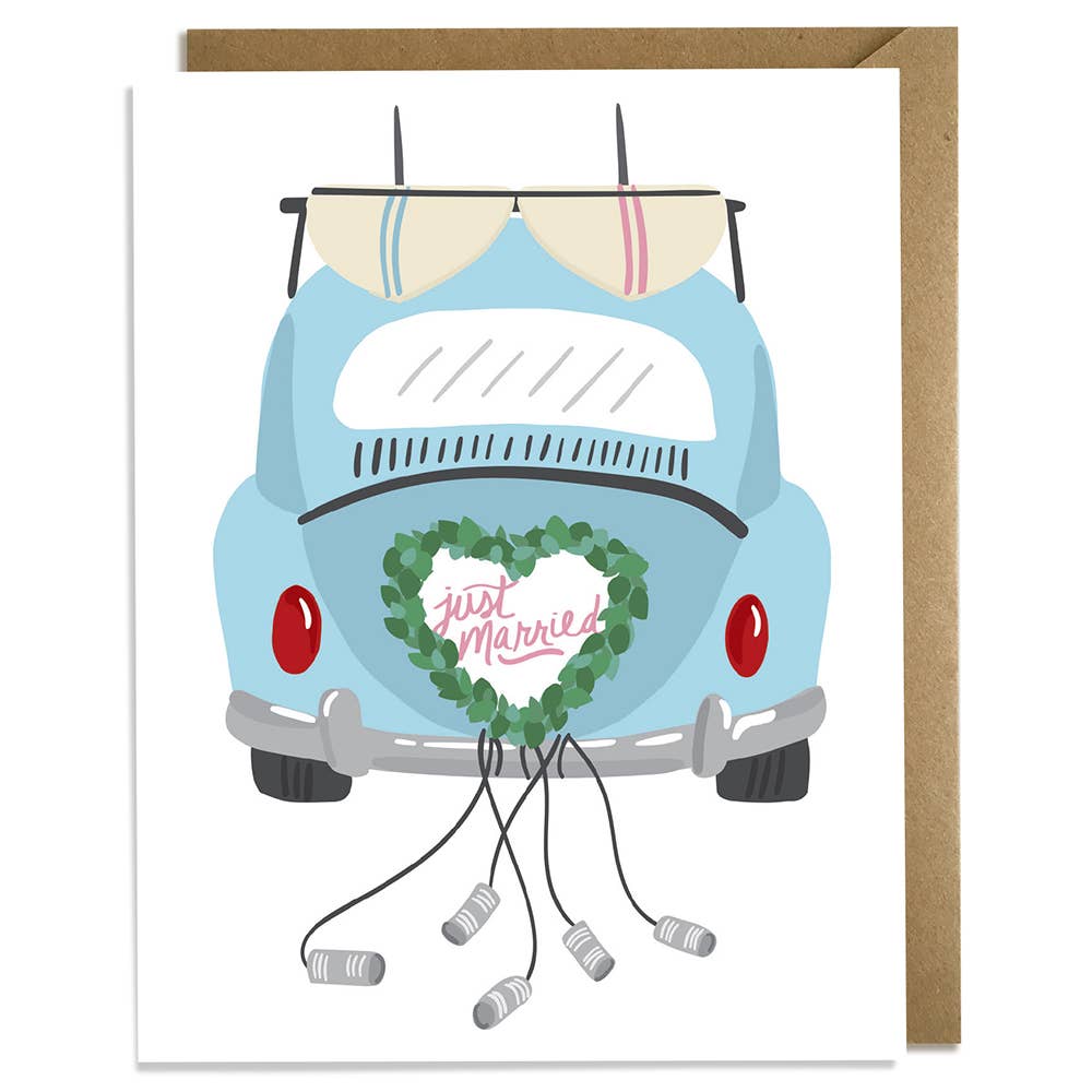 Kat French Design - Vintage Beetle and Surfboards - Wedding Card-Kat French Design-treehaus