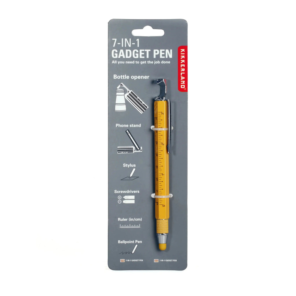 Kikkerland - 7-in-1 Gadget Pen - Yellow-Kikkerland Design Inc-treehaus