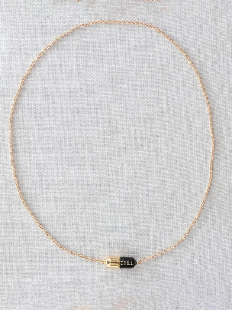 Kris Nations - Big Chill Pill Chain Necklace 18K Gold Vermeil - Turquoise-Kris Nations-treehaus