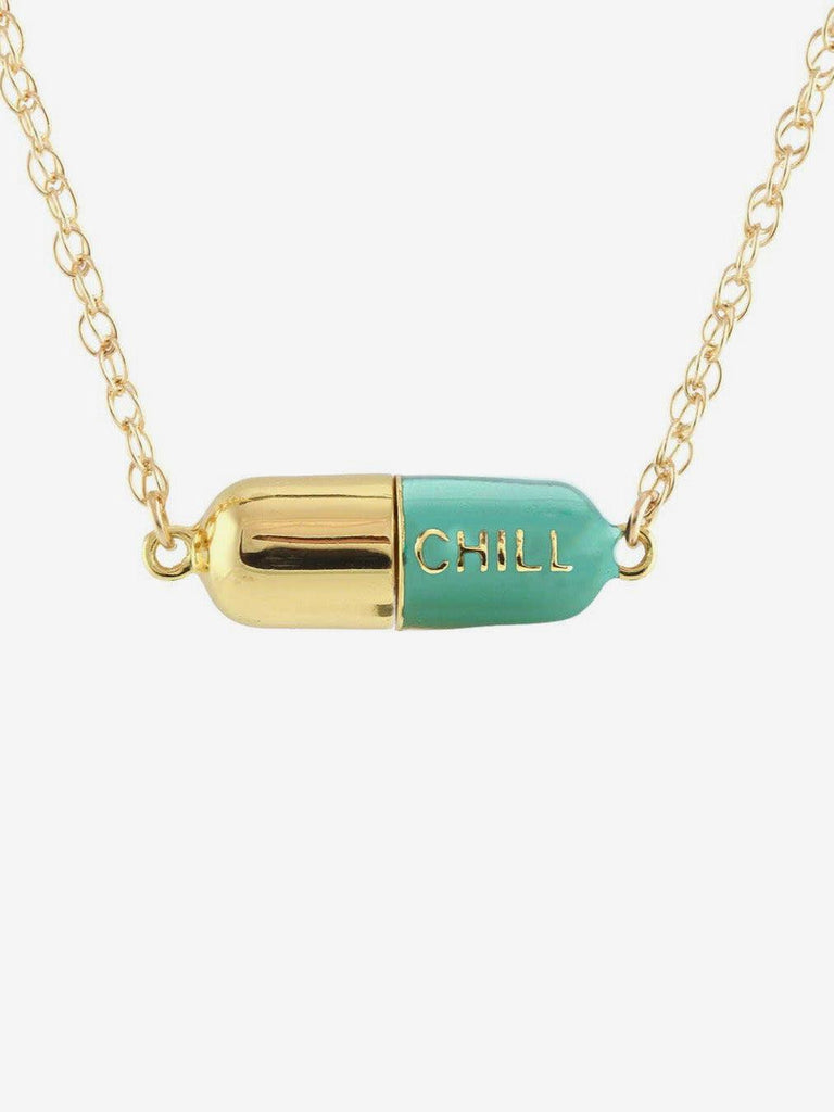 Kris Nations - Big Chill Pill Chain Necklace 18K Gold Vermeil - Turquoise-Kris Nations-treehaus