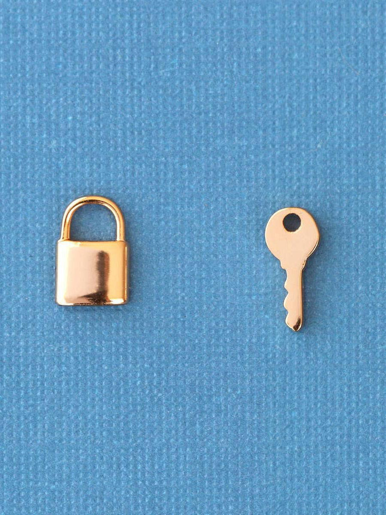 Kris Nations - Lock & Key Stud Earrings - 18K Gold Vermeil-Kris Nations-treehaus