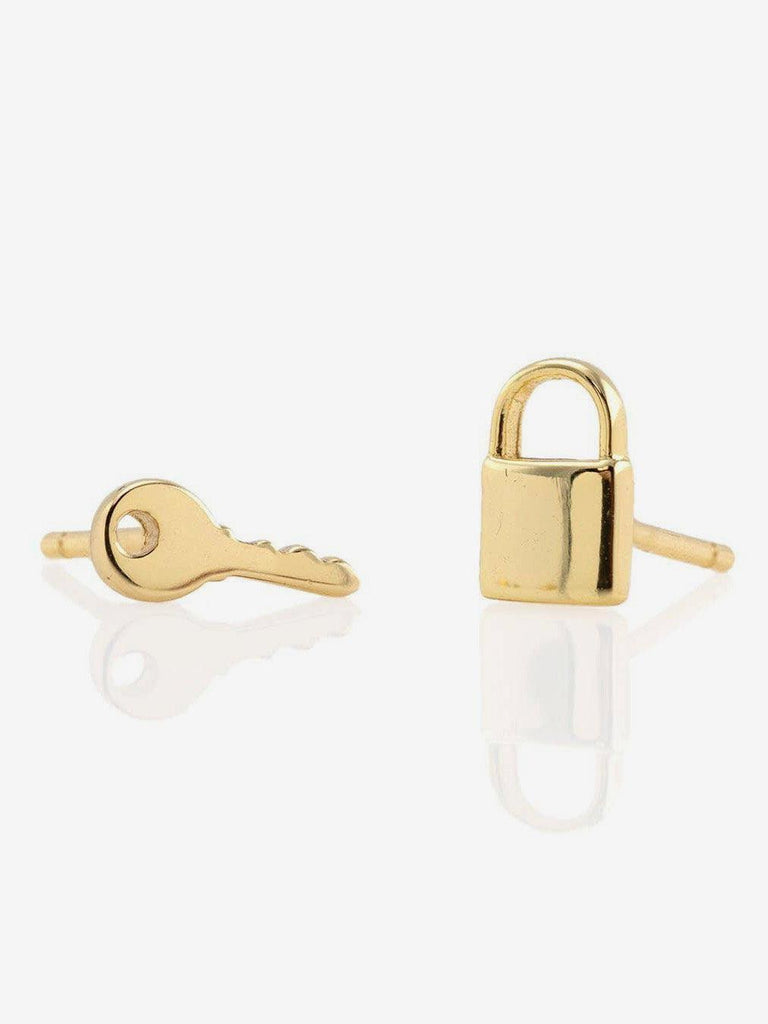Kris Nations - Lock & Key Stud Earrings - 18K Gold Vermeil-Kris Nations-treehaus