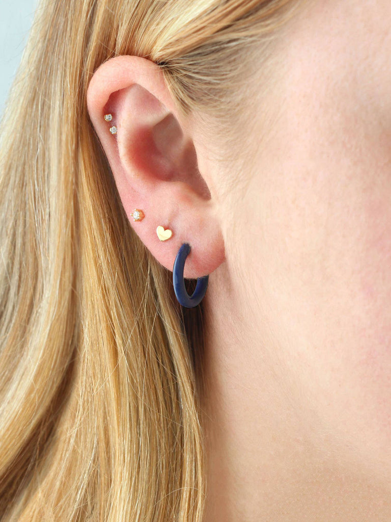 Kris Nations - Petite Palette Enamel Post Hoop Earrings - Black-Kris Nations-treehaus