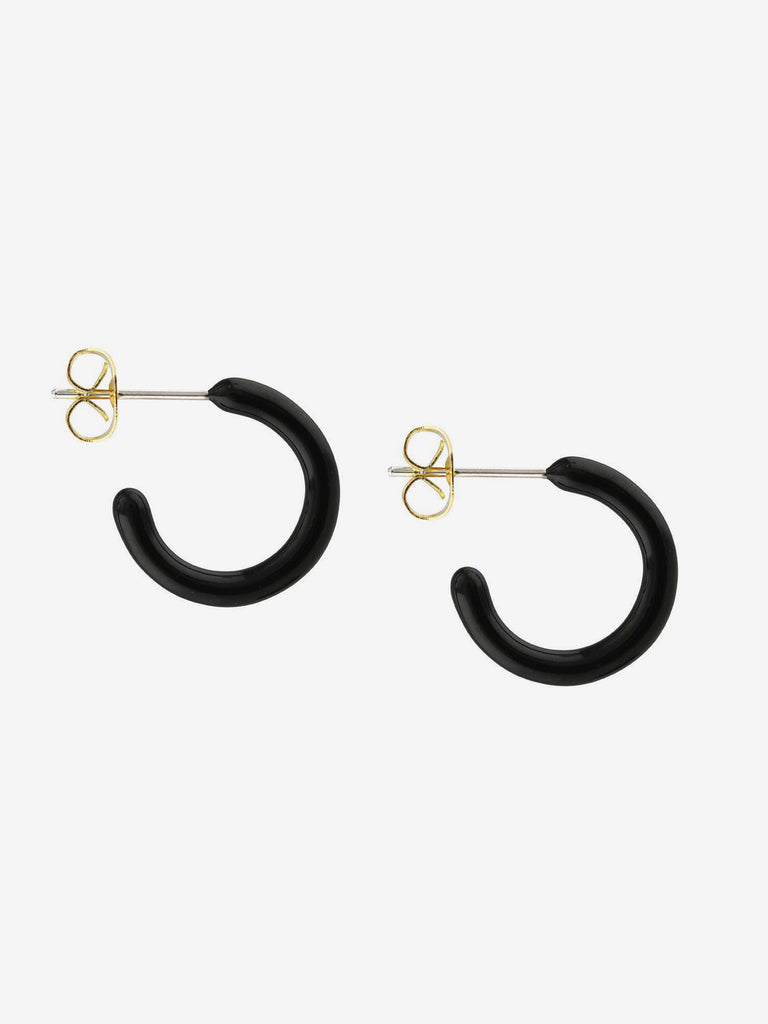Kris Nations - Petite Palette Enamel Post Hoop Earrings - Black-Kris Nations-treehaus