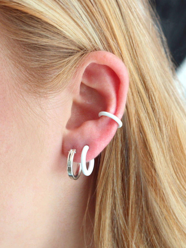 Kris Nations - Petite Palette Enamel Post Hoop Earrings - Red-Kris Nations-treehaus