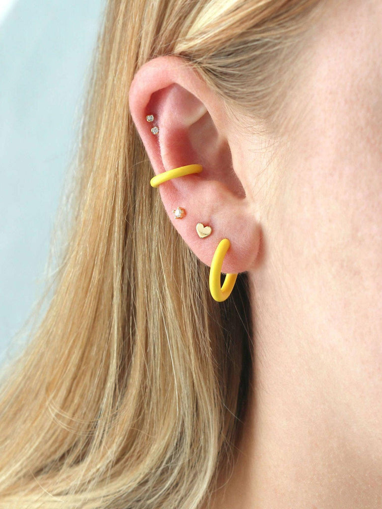 Kris Nations - Petite Palette Enamel Post Hoop Earrings - Red-Kris Nations-treehaus