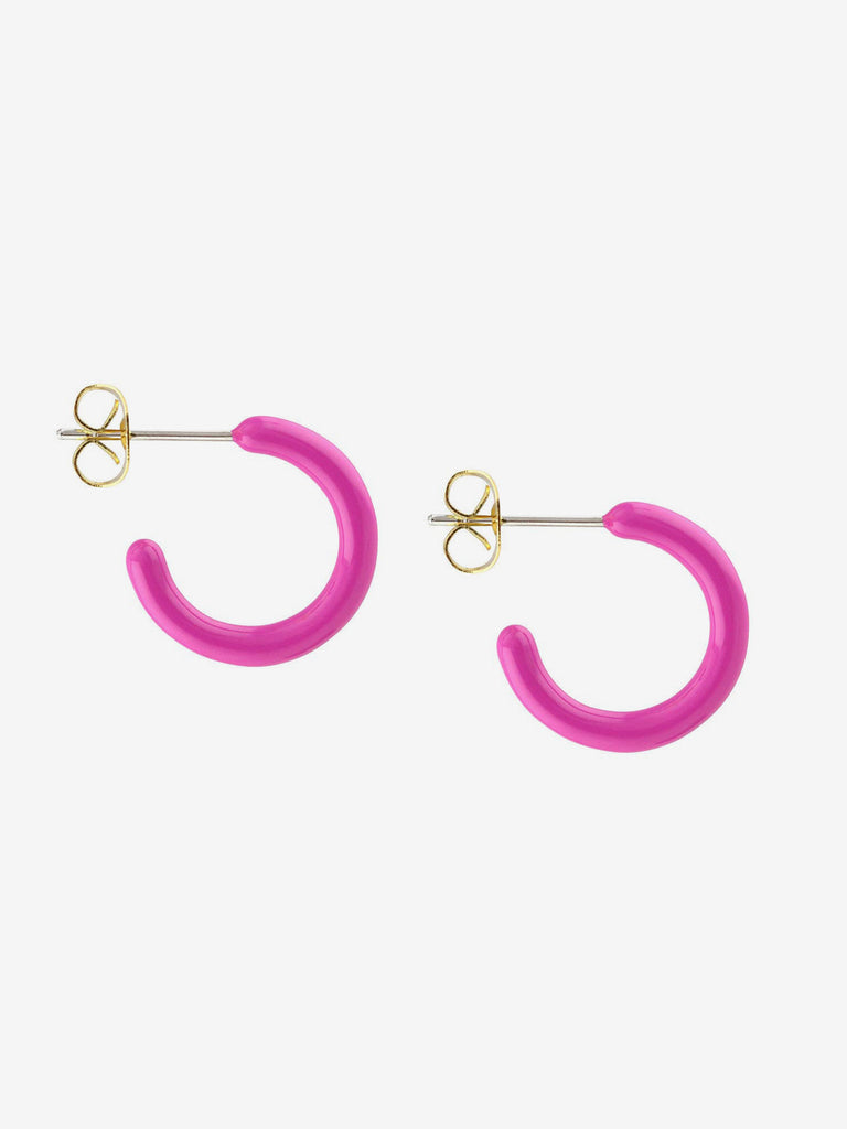 Kris Nations - Petite Palette Enamel Post Hoop Earrings - Magenta-Kris Nations-treehaus