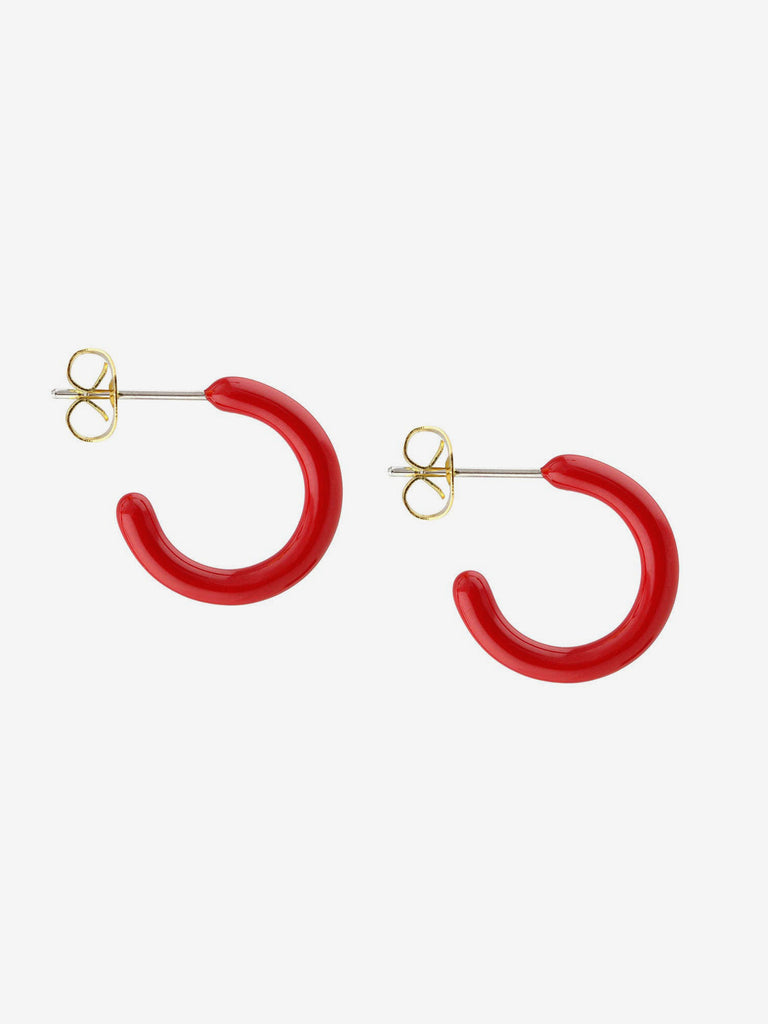 Kris Nations - Petite Palette Enamel Post Hoop Earrings - Red-Kris Nations-treehaus