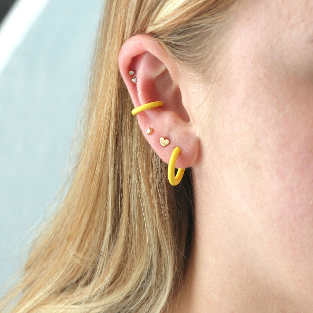 Kris Nations - Petite Palette Enamel Post Hoop Earrings - White-Kris Nations-treehaus