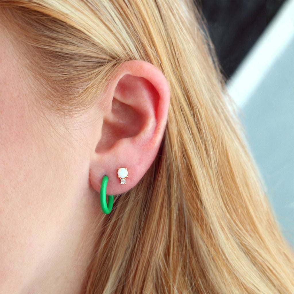 Kris Nations - Petite Palette Enamel Post Hoop Earrings - White-Kris Nations-treehaus