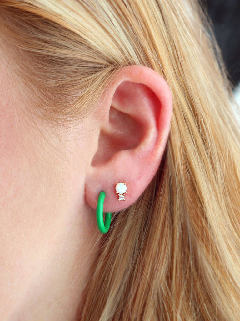 Kris Nations - Petite Palette Enamel Post Hoop Earrings - Yellow-Kris Nations-treehaus