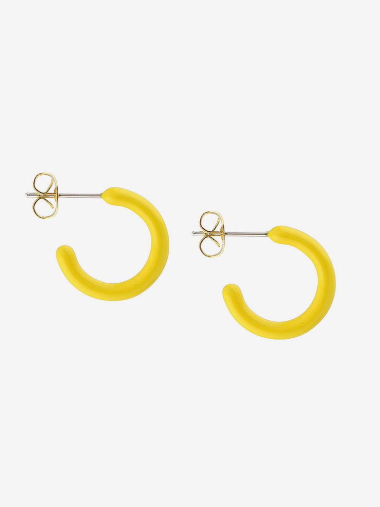 Kris Nations - Petite Palette Enamel Post Hoop Earrings - Yellow-Kris Nations-treehaus