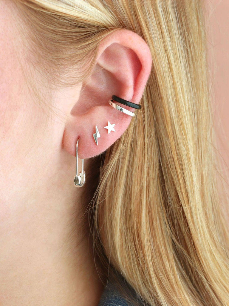 Kris Nations - Safety Pin Earrings - Sterling Silver-Kris Nations-treehaus