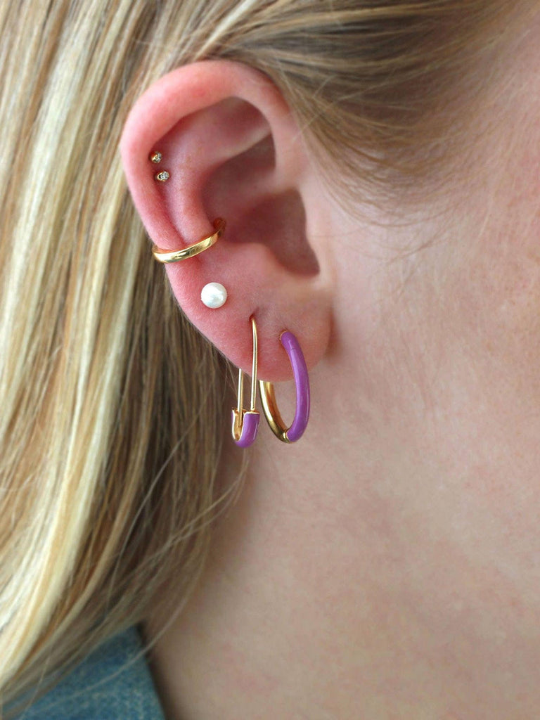 Kris Nations - Safety Pin Enamel Earrings - Black-Kris Nations-treehaus