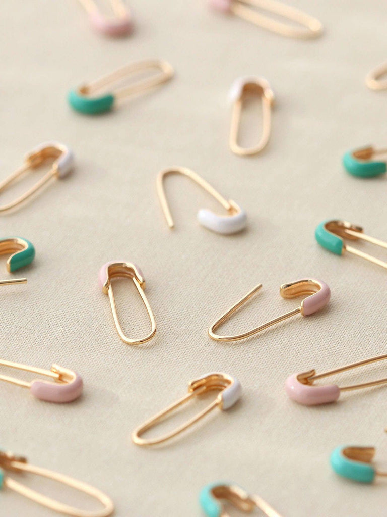 Kris Nations - Safety Pin Enamel Earrings - Turquoise-Kris Nations-treehaus
