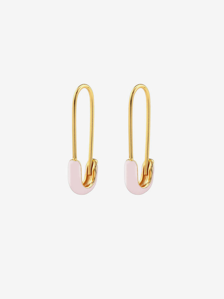 Kris Nations - Safety Pin Enamel Earrings - Light Pink-Kris Nations-treehaus