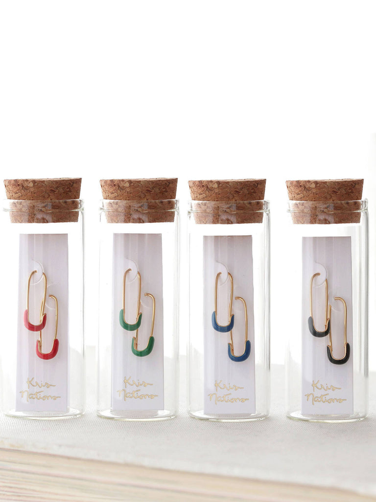 Kris Nations - Safety Pin Enamel Earrings - Light Pink-Kris Nations-treehaus