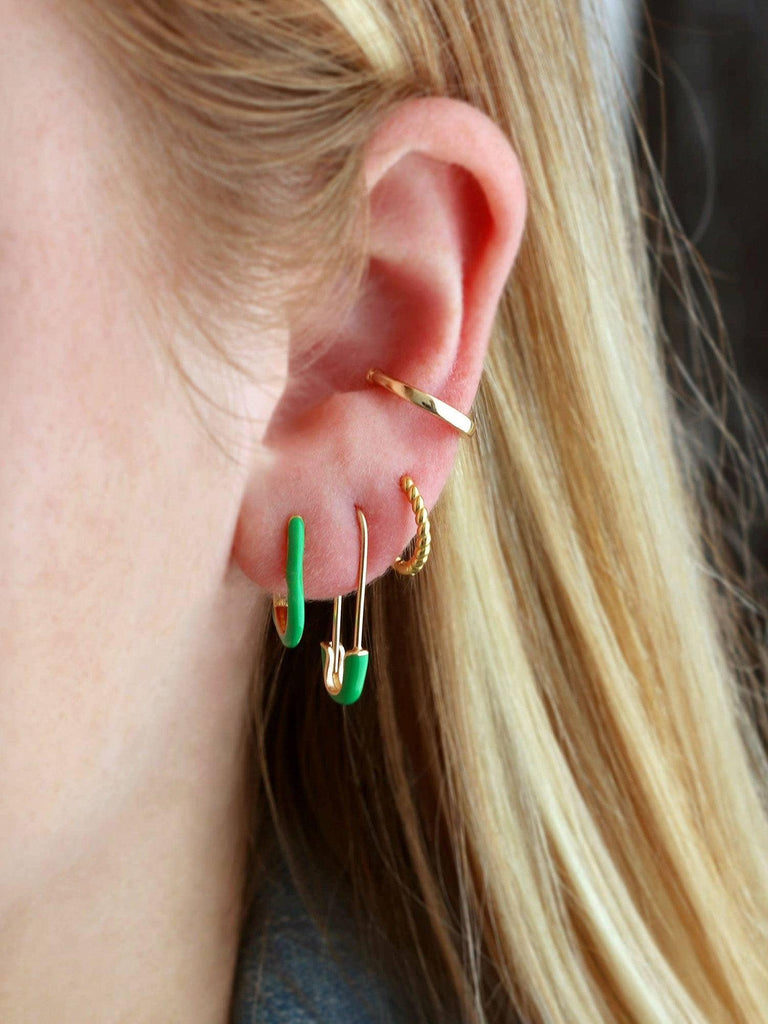 Kris Nations - Safety Pin Enamel Earrings - Red-Kris Nations-treehaus