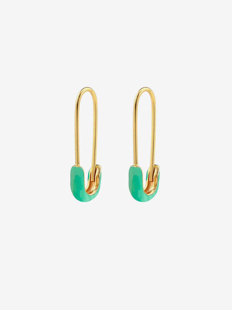 Kris Nations - Safety Pin Enamel Earrings - Turquoise-Kris Nations-treehaus