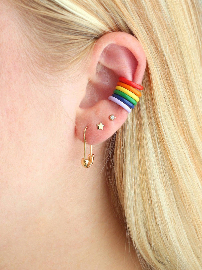 Kris Nations - Safety Pin Hoop Earrings 18K Gold Vermeil-Kris Nations-treehaus