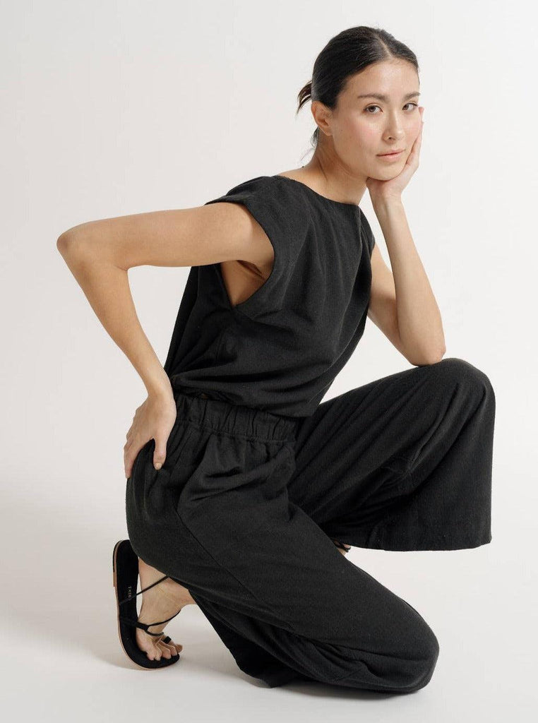 LAUDE the Label - Crop Pant - Black Silk Noil-LAUDE the Label-treehaus